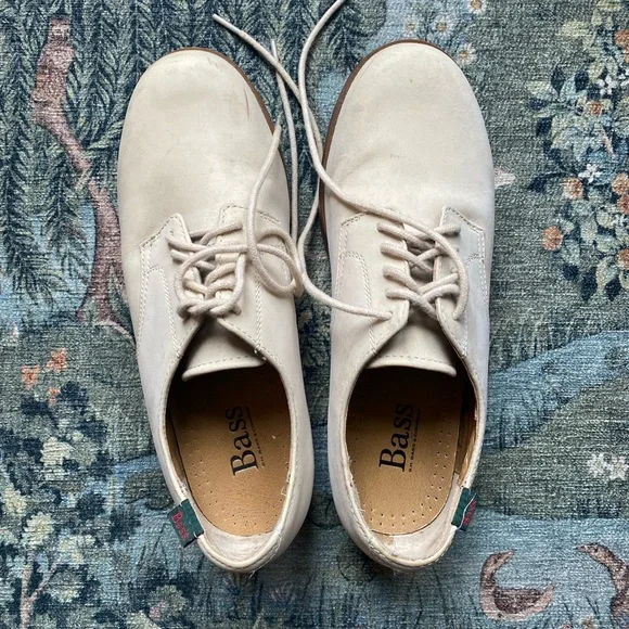 G.H.Bass & Co Exeter White Leather Oxford Shoes - Picture 1 of 5